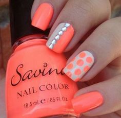 Studded Orange Nail Design