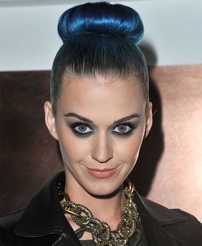 Blue Dyed Hair Bun - Katy Perry Hairstyles