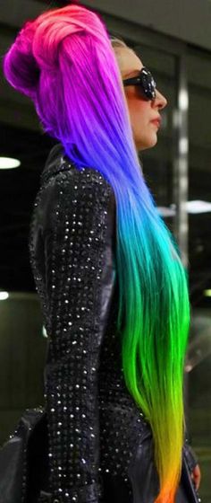 Rainbow Ponytail - Lady Gaga Hairstyles