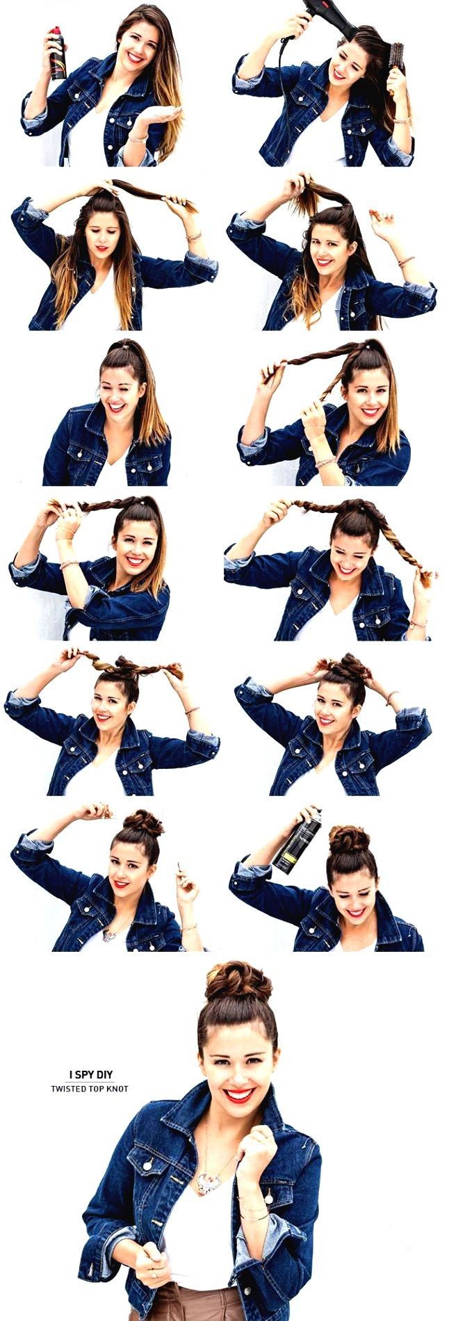 Simple twisted top bun hairstyle tutorial