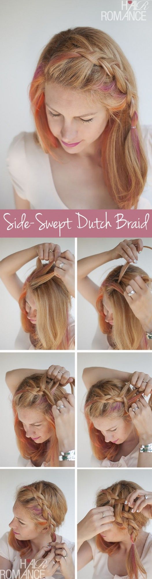 Dutch braid swept to the side