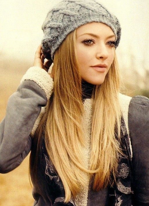 Stylish long straight hair with a hat