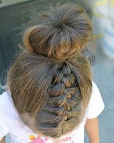 Double braid bun hairstyle for kids