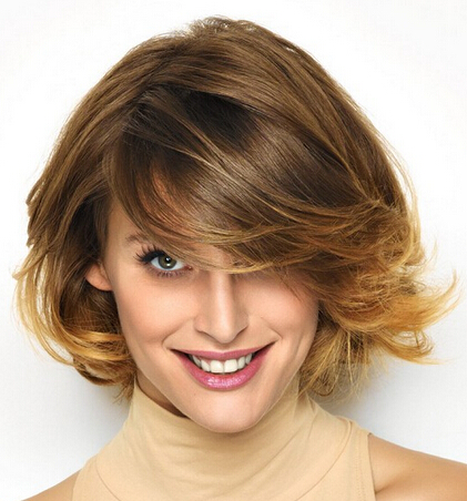 Fashionable short hairstyle split on the side
