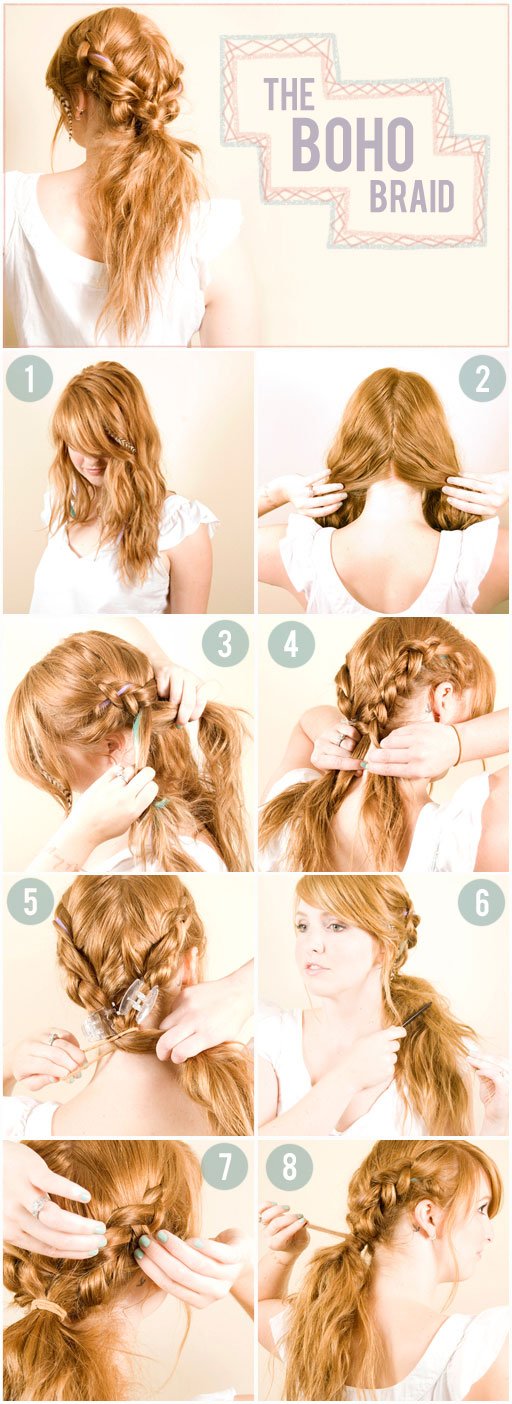 Beautiful boho braided hairstyle tutorial