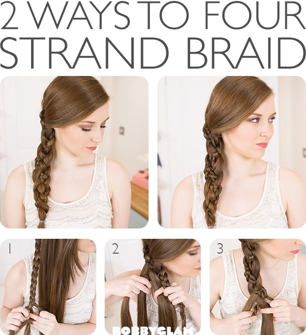 Tutorial for four-strand hairstyles