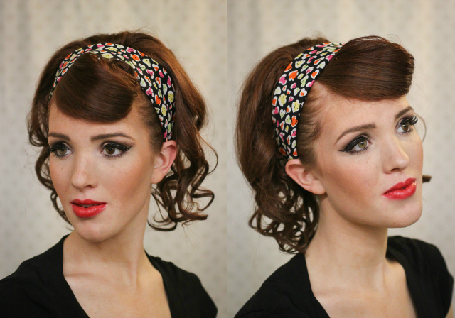 Retro hairstyle with flower headband
