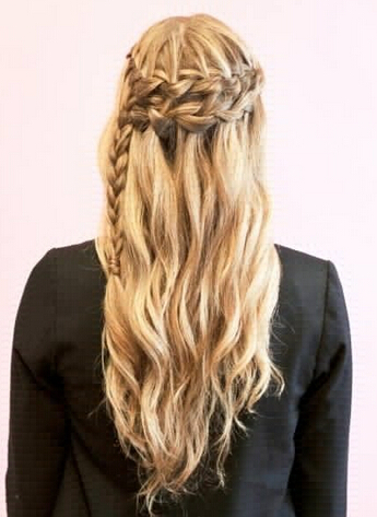 Pretty braided curly hairstyle