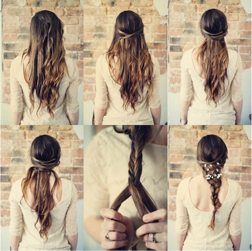 Braided fishtail hairstyle with headband