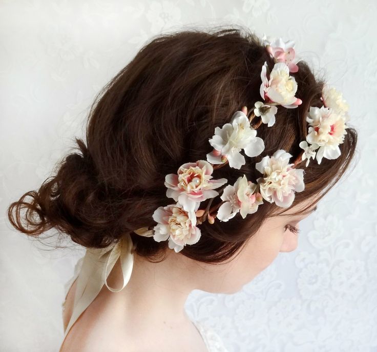 Baby pink flowers for a wedding hairstyle