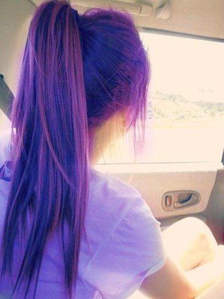 Nice high ponytail for purple hair