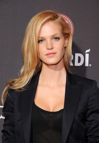 Erin Heatherton's long parted hairstyle