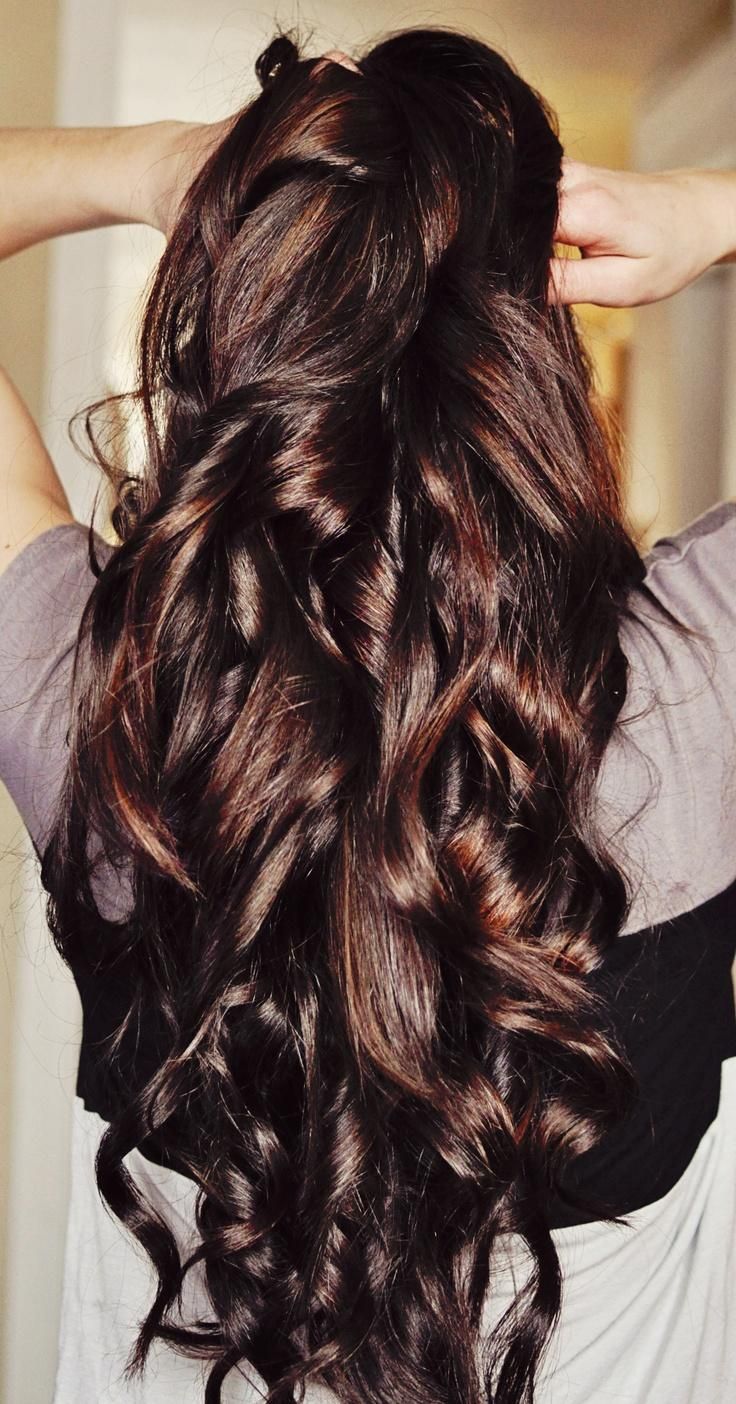 Brunette curly hairstyle for long hair