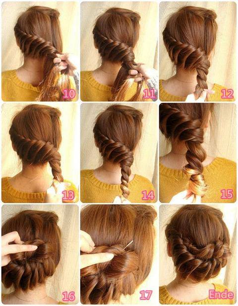 Braided and twisted bun hairstyle