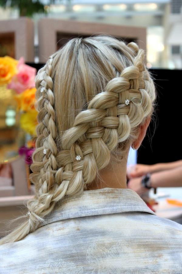 Double braided bangs hairstyle