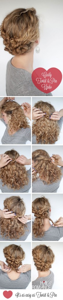 Curly twist and pin updo