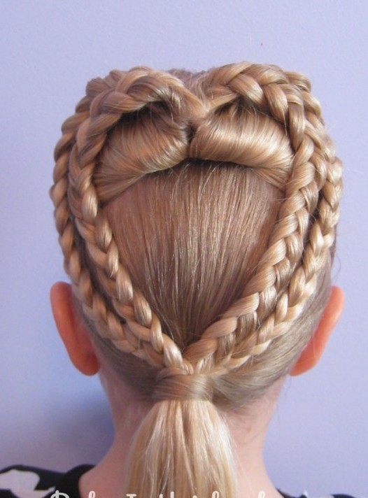 Heart braid hairstyle for little girls over