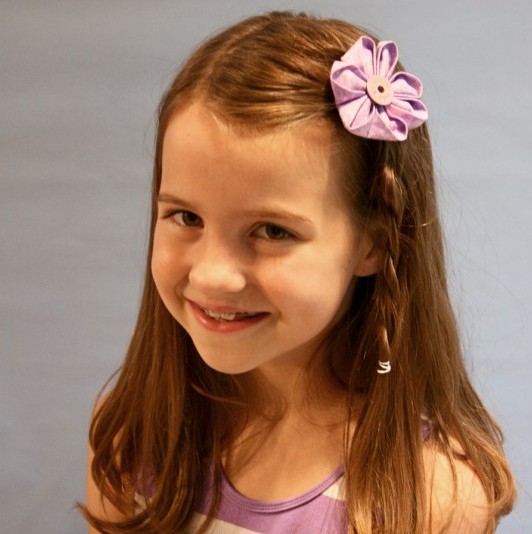 Braided bangs hairstyle for little girls over