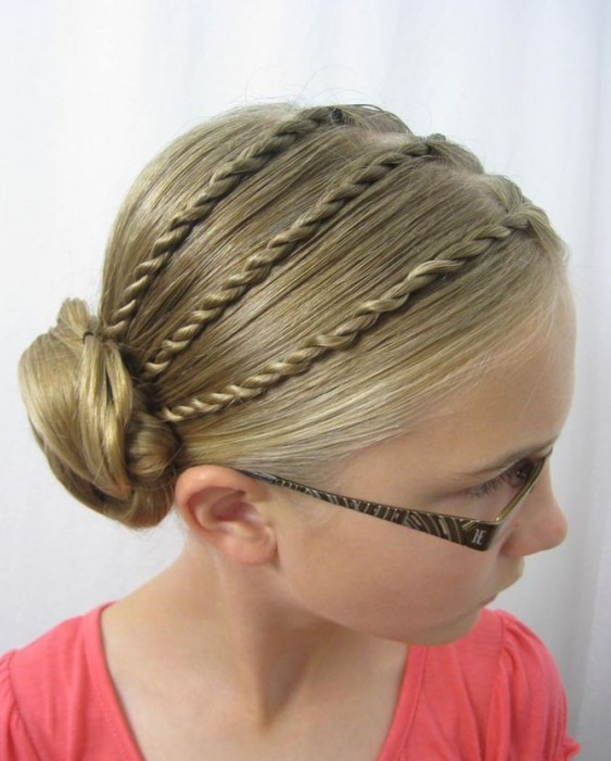 Bun hairstyle for little girls over