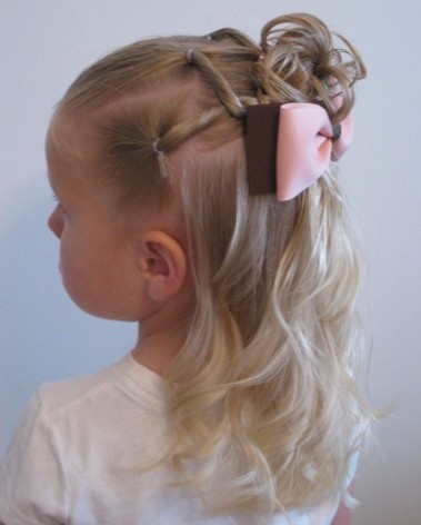 Braided bun hairstyle for little girls over
