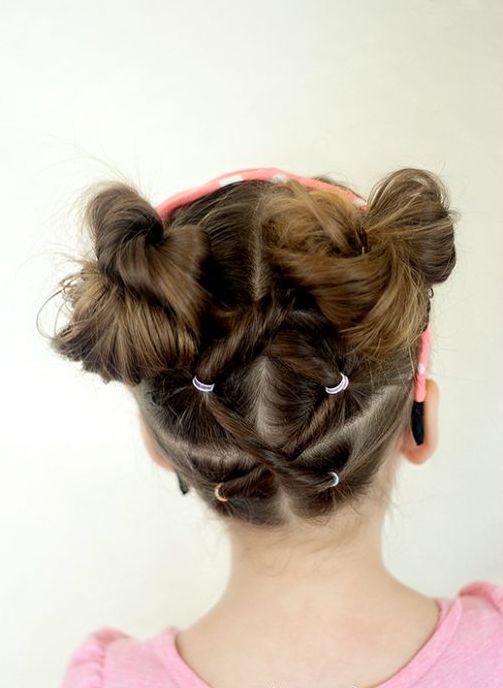 Bow bun hairstyle for little girls over
