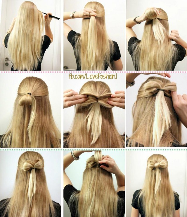 Half Up Half Down Bow Hairstyle Over