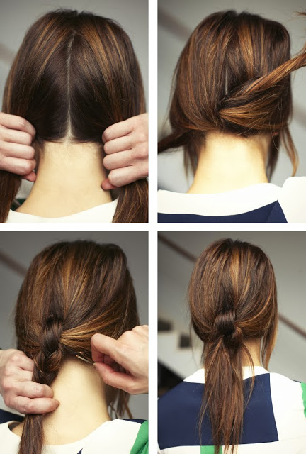 Knotted bangs - 15 ways to make cute ponytails