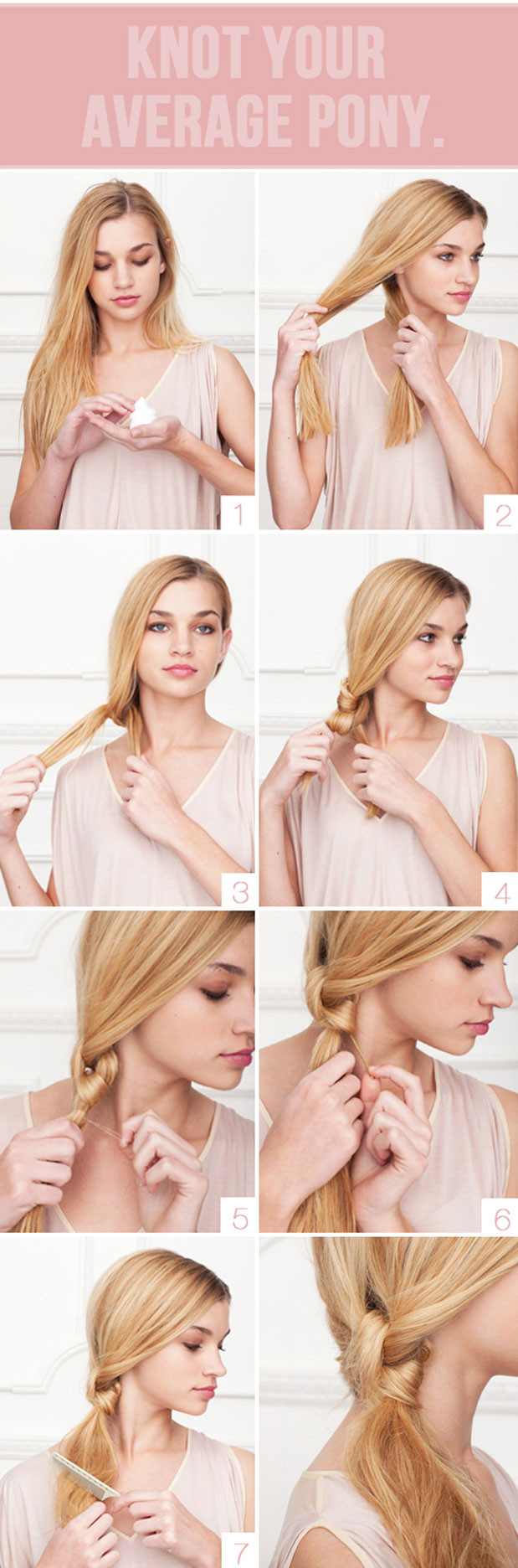 Knotted bangs - 15 ways to make cute ponytails