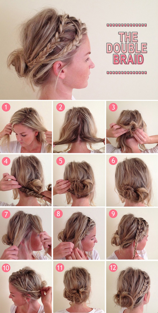 DIY double braid hairstyle over