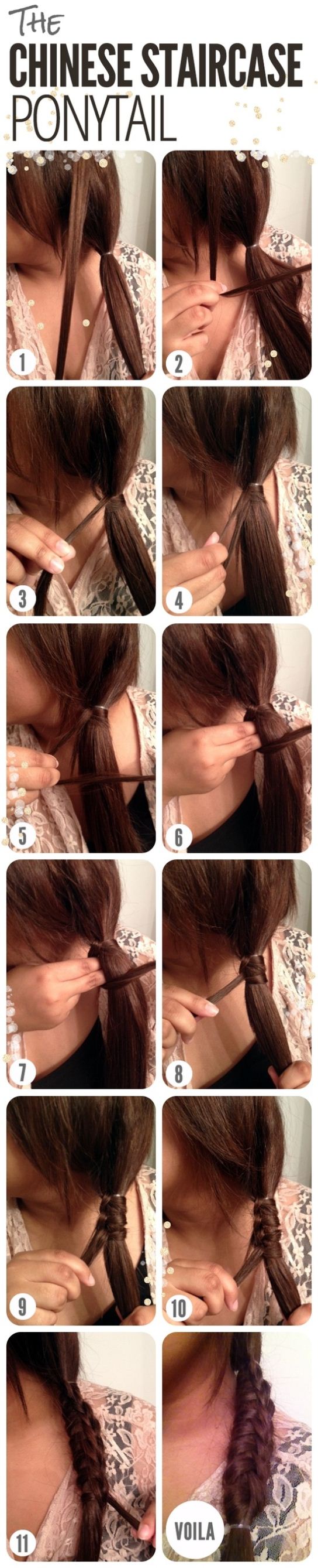 DIY Chinese staircase ponytail hairstyle over