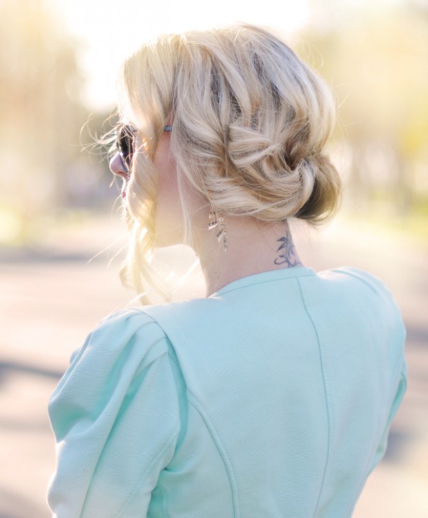 Updo hair bow over