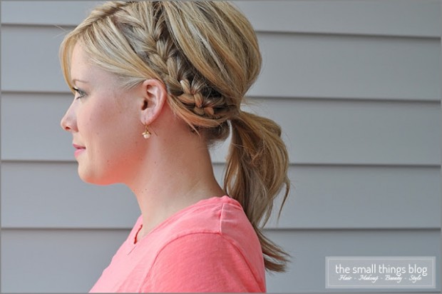 Half french braid ponytail over