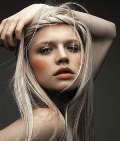 Silver hair with braided bangs