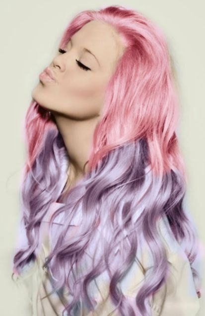 Ombre hairstyles: pink to purple