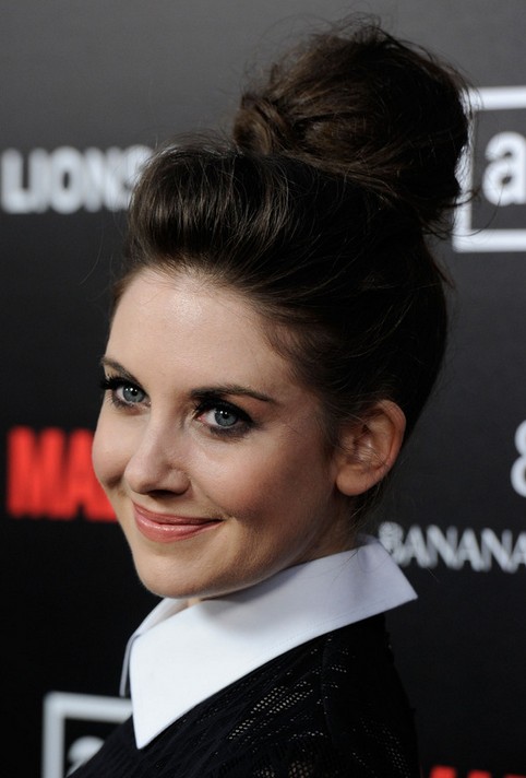 Alison Brie Long Hairstyle: Loose Buns
