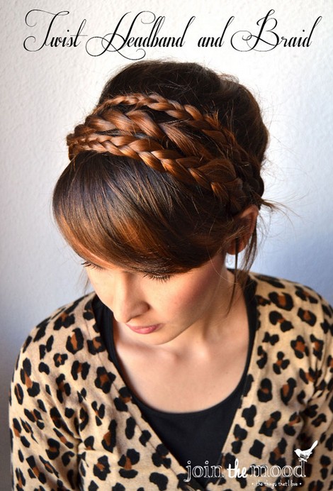20 tutorials on braided hairstyles: twist headband and braids
