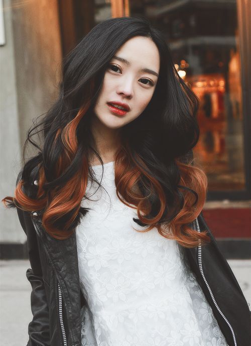Amazingly colored long wavy hair for Asian hairstyles