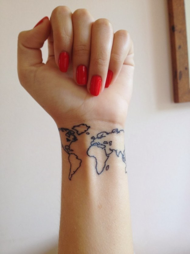 Map tattoo on the wrist