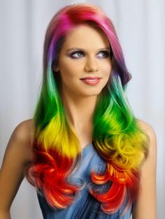 Pretty long wavy rainbow hairstyle