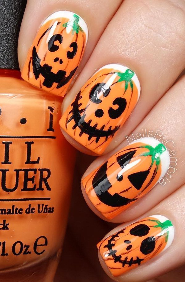 funny pumpkin nails over