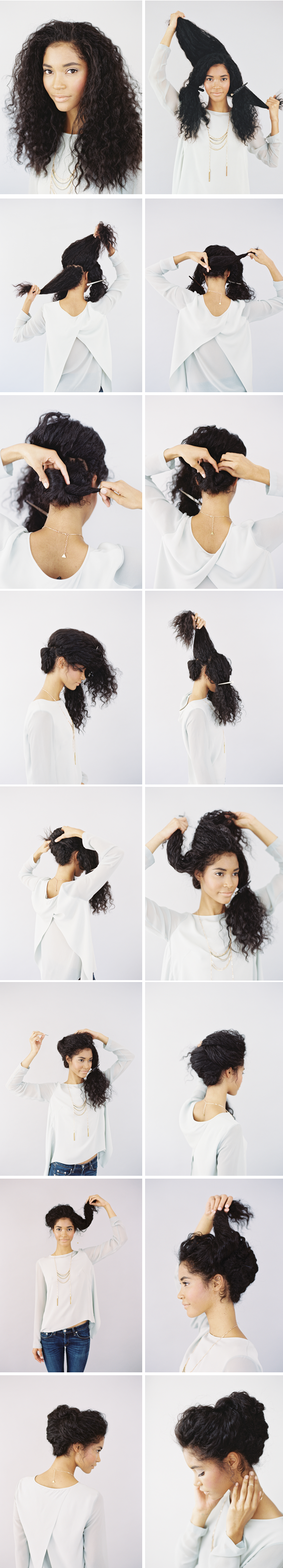 Simple updo for long curly hair