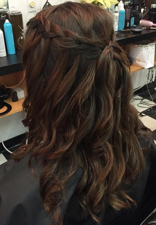 Waterfall braid for curly hair