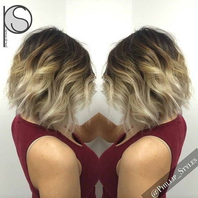 Textured blonde bob haircut for ombre hair