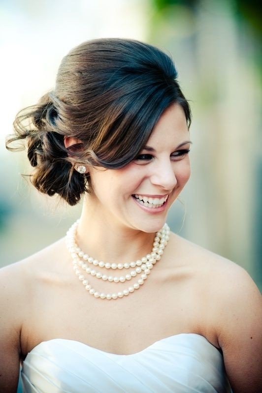 Beautiful bride updo for medium length hair