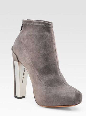 Edeline Gray Stretch Suede Ankle Boots ($ 450)