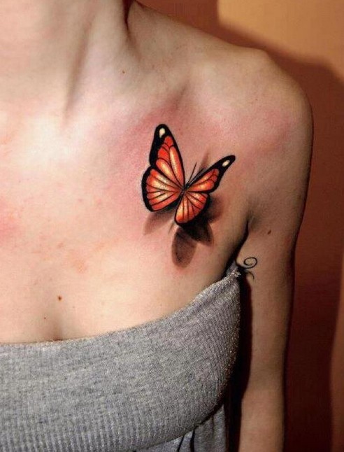 Female 3d butterfly tattoo design