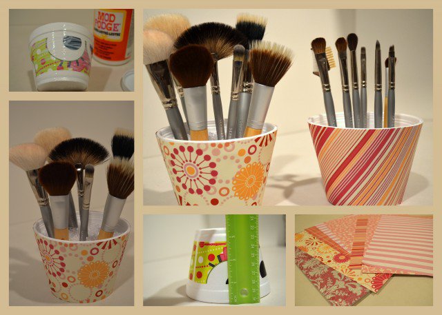 Painted brush holder