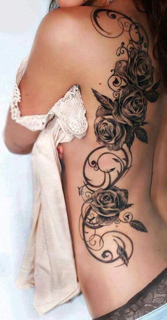 Waist rose tattoo