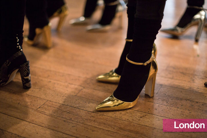 Stylish shoe trend for New York Fashion Week: Emilia Wickstead's golden ankle strap heels