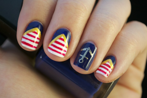 Stylish nautical nails